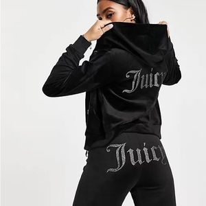 BRAND NEW Juicy Couture Bling Velour Track Jacket in Black